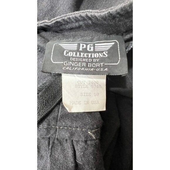 PG‎ Collections Western Style Black Denim Dress with White Embroidery Size 10 - Picture 9 of 14